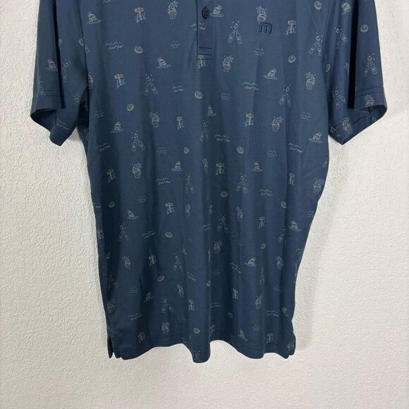 Travis Mathew Blue Here For A Good Time Drinks Collared Golf Polo Top - Picture 4 of 7